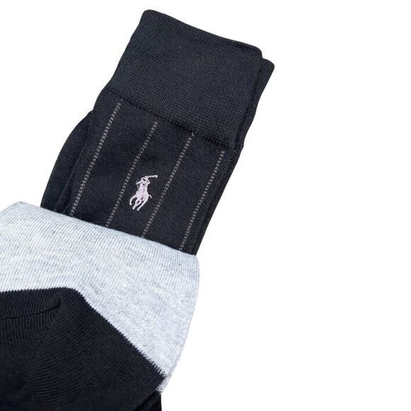 Polo Ralph Lauren 3Pack Dress Socks Black Grey Stripe Diamond Casual 10-13 - Picture 3 of 9